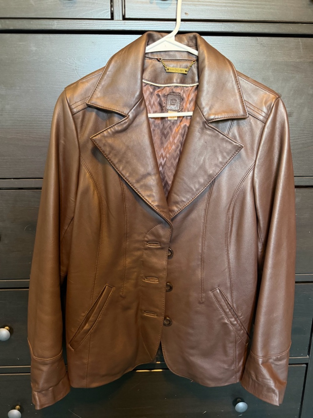 Wilson’s Leather Women's Brown Leather Button-Front Jacket